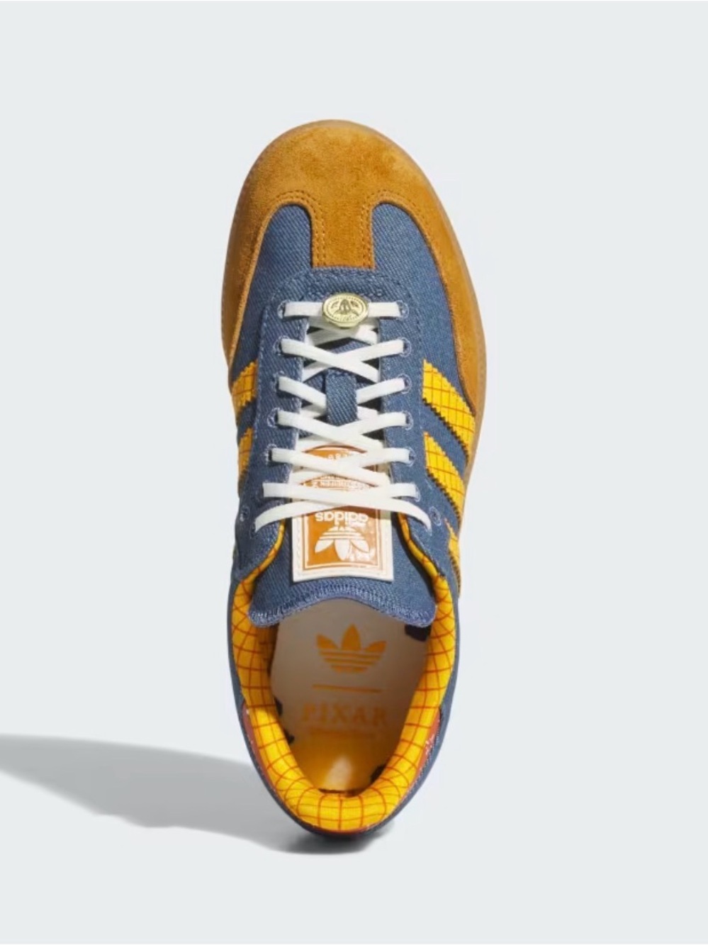 adidas kid’s Blue and Yellow Suede-Trim Low Top Sneaker